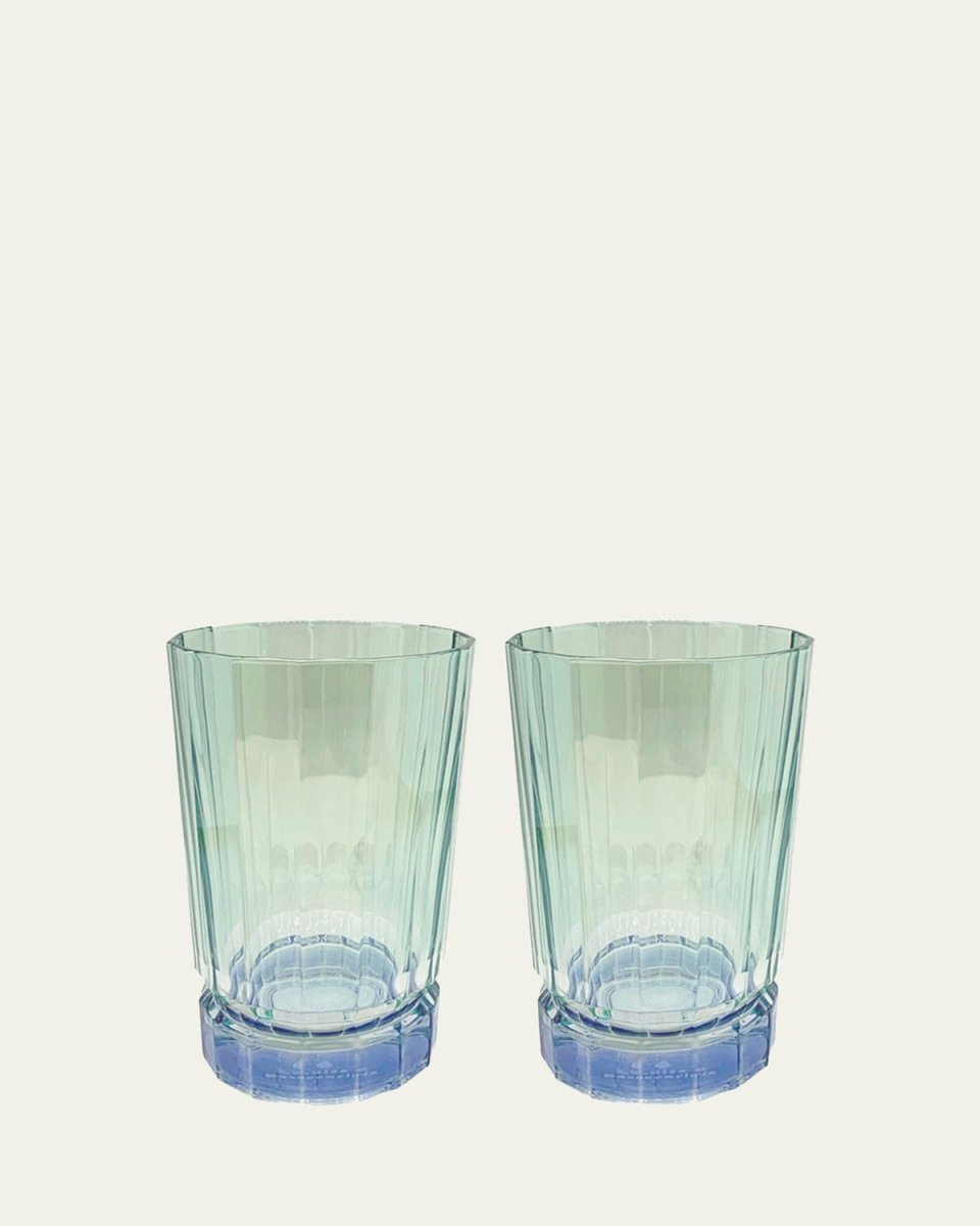 Green Shaded Glass Tumblers, Set of 2